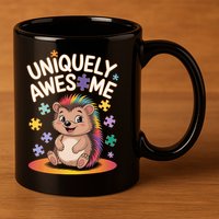 Autism Awareness Month Hedgehog Acceptance Neurodiversity 11oz C Handle Ceramic Mug