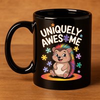 Autism Awareness Month Hedgehog Acceptance Neurodiversity 11oz C Handle Ceramic Mug
