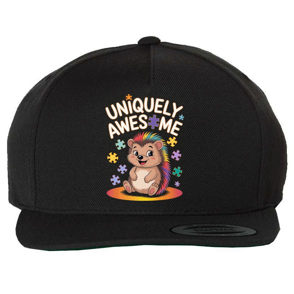 Autism Awareness Month Hedgehog Acceptance Neurodiversity Wool Snapback Cap