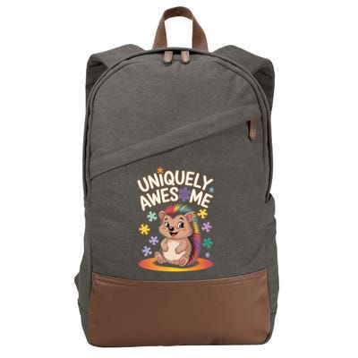Autism Awareness Month Hedgehog Acceptance Neurodiversity Cotton Canvas Backpack