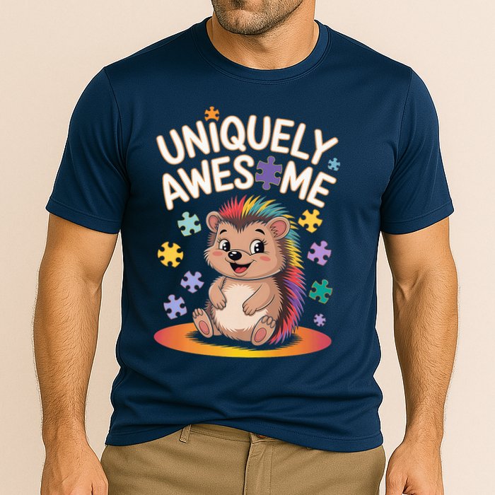 Autism Awareness Month Hedgehog Acceptance Neurodiversity Cooling Performance Crew T-Shirt