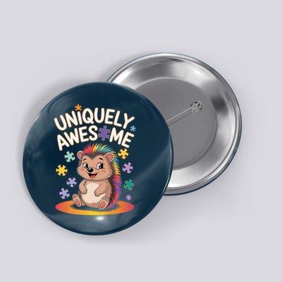 Autism Awareness Month Hedgehog Acceptance Neurodiversity Button
