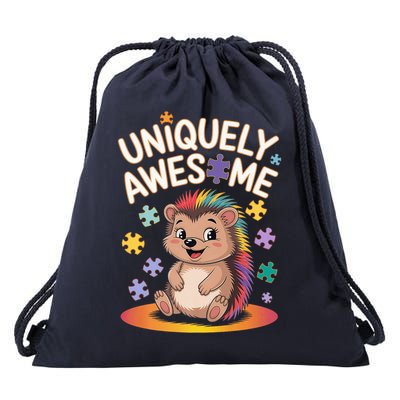 Autism Awareness Month Hedgehog Acceptance Neurodiversity Drawstring Bag