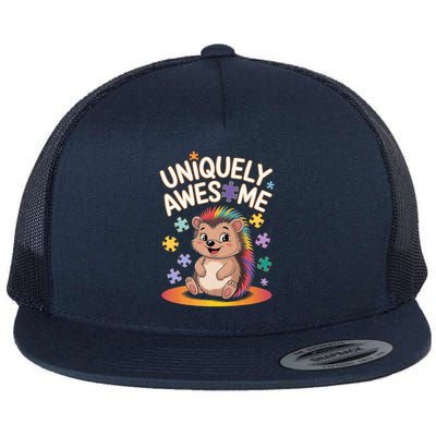 Autism Awareness Month Hedgehog Acceptance Neurodiversity Flat Bill Trucker Hat