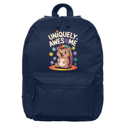 Autism Awareness Month Hedgehog Acceptance Neurodiversity 16 in Basic Backpack