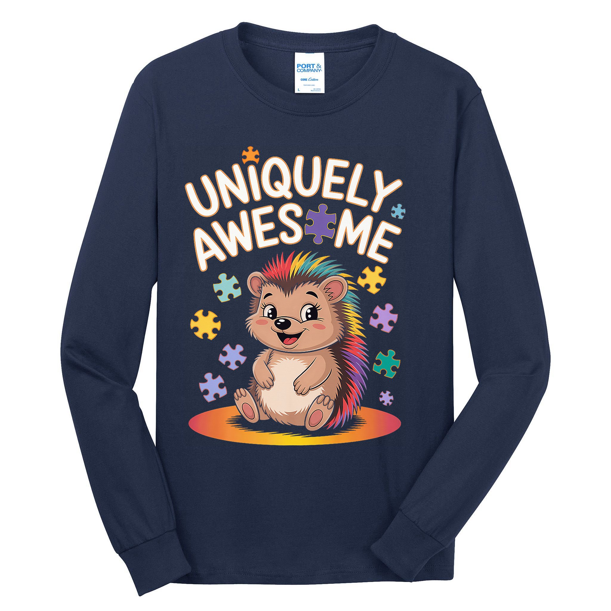 Autism Awareness Month Hedgehog Acceptance Neurodiversity Tall Long Sleeve T-Shirt