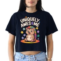 Autism Awareness Month Hedgehog Acceptance Neurodiversity Women's Crop Top Tee