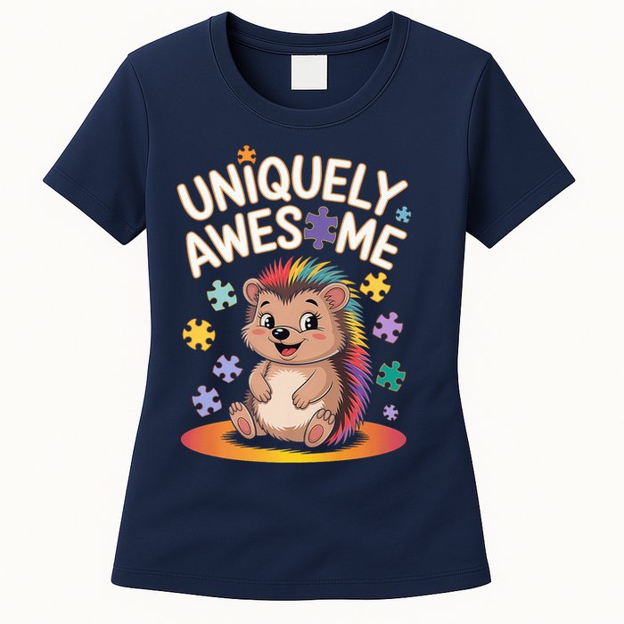 Autism Awareness Month Hedgehog Acceptance Neurodiversity Womens T-Shirt