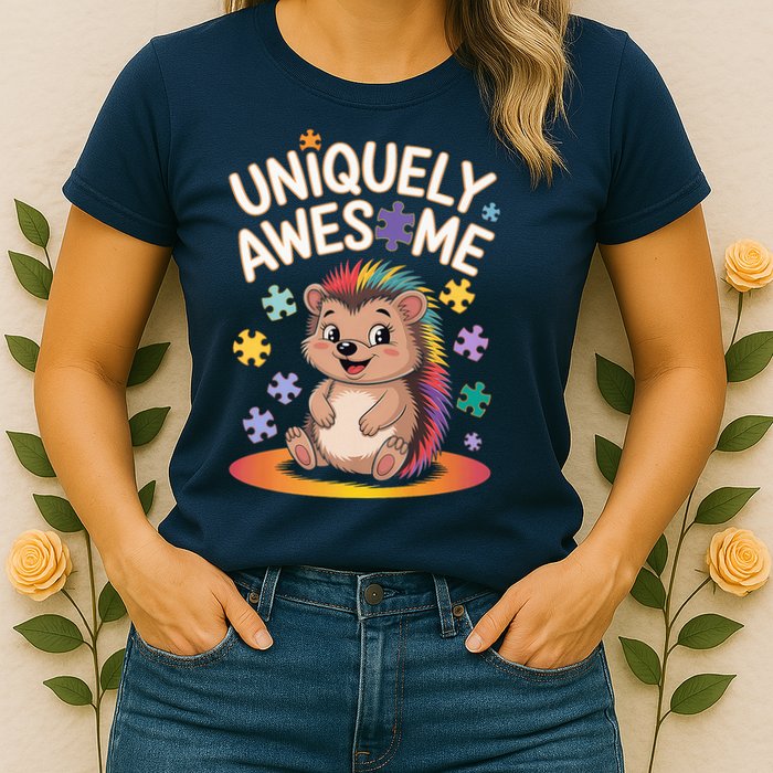 Autism Awareness Month Hedgehog Acceptance Neurodiversity Womens T-Shirt
