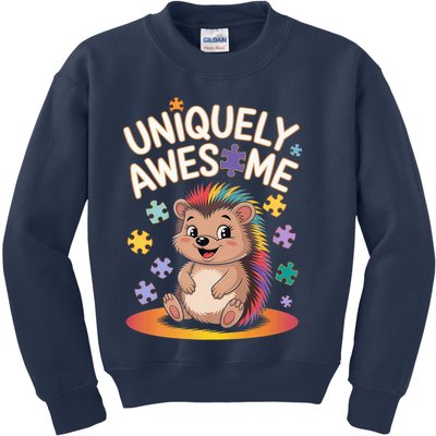 Autism Awareness Month Hedgehog Acceptance Neurodiversity Kids Sweatshirt