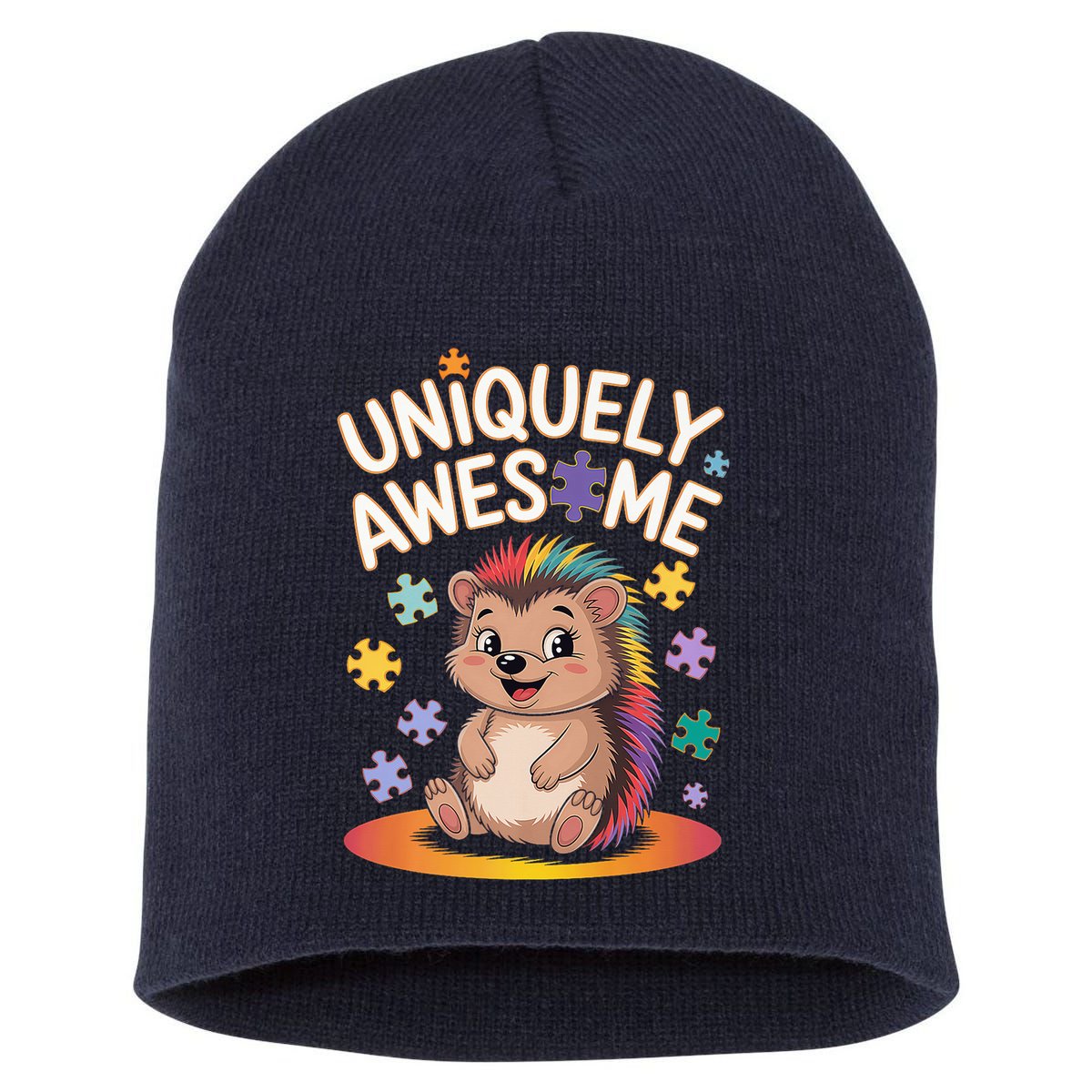 Autism Awareness Month Hedgehog Acceptance Neurodiversity Short Acrylic Beanie