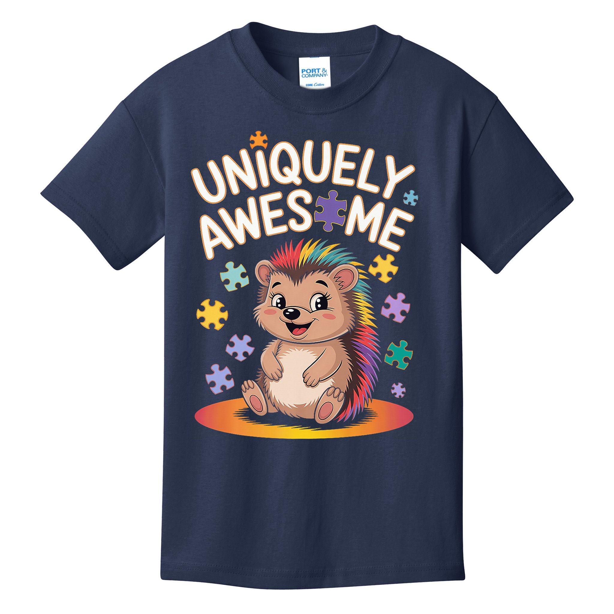 Autism Awareness Month Hedgehog Acceptance Neurodiversity Kids T-Shirt