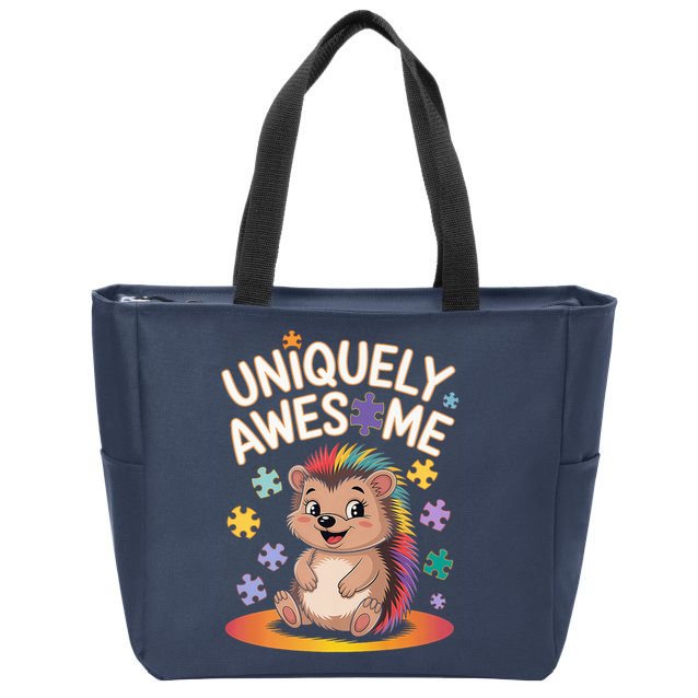 Autism Awareness Month Hedgehog Acceptance Neurodiversity Zip Tote Bag