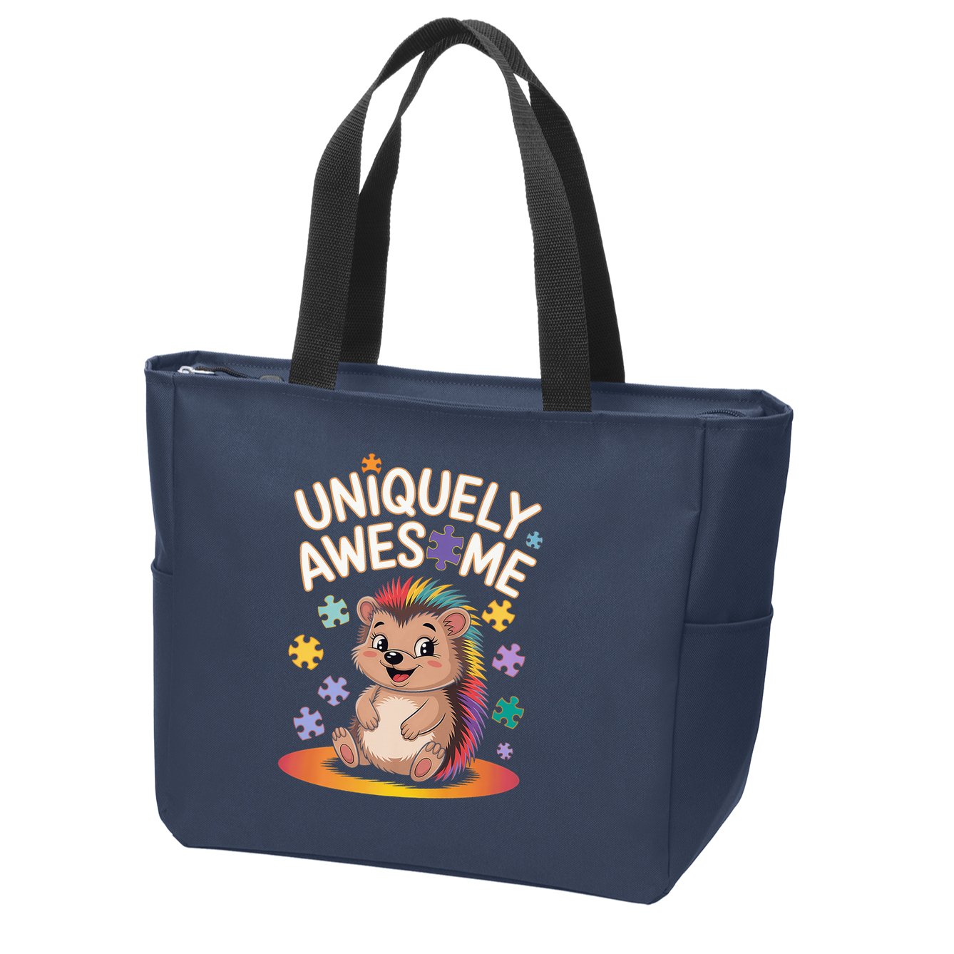 Autism Awareness Month Hedgehog Acceptance Neurodiversity Zip Tote Bag