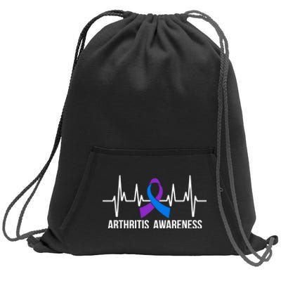 Arthritis Awareness Month Ribbon Heartbeat Sweatshirt Cinch Pack Bag