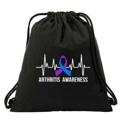 Arthritis Awareness Month Ribbon Heartbeat Drawstring Bag