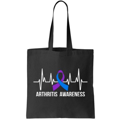 Arthritis Awareness Month Ribbon Heartbeat Tote Bag