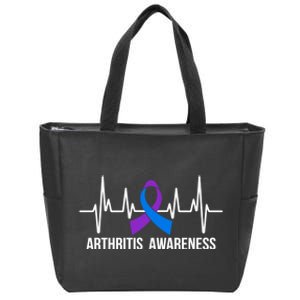 Arthritis Awareness Month Ribbon Heartbeat Zip Tote Bag