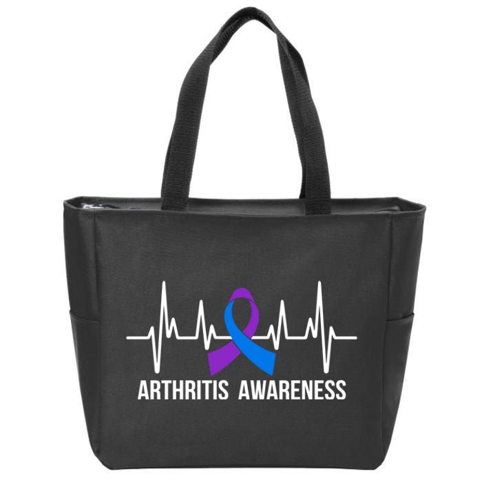 Arthritis Awareness Month Ribbon Heartbeat Zip Tote Bag