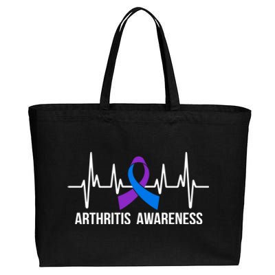 Arthritis Awareness Month Ribbon Heartbeat Cotton Canvas Jumbo Tote