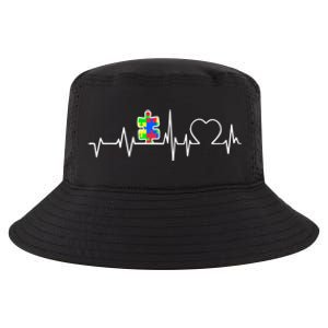 Autism Awareness Month Autism Puzzle Piece On Heartbeat Line Gift Cool Comfort Performance Bucket Hat