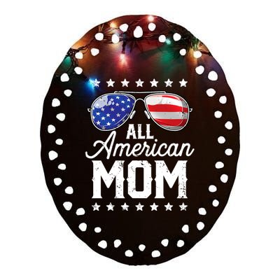 All American Mom 4th Of July Mothers Day Mommy Cool Gift Ceramic Oval Ornament