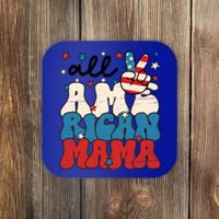 All American Mama Patriotic 4th Of July American Flag Retro Gift Coaster