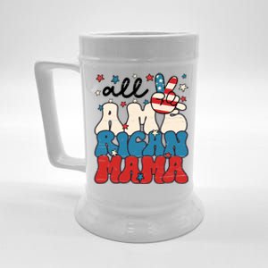 All American Mama Patriotic 4th Of July American Flag Retro Gift Beer Stein