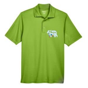 Autism Awareness Mama Bear Mom Meaningful Gift Men's Origin Performance Pique Polo