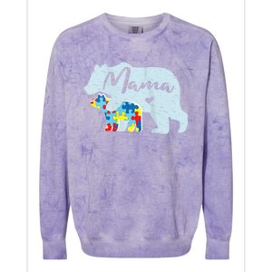 Autism Awareness Mama Bear Mom Meaningful Gift Colorblast Crewneck Sweatshirt