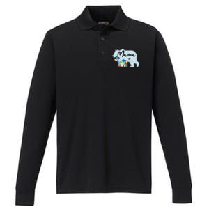 Autism Awareness Mama Bear Mom Meaningful Gift Performance Long Sleeve Polo