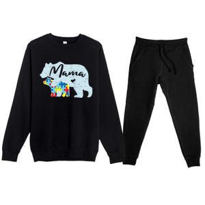 Autism Awareness Mama Bear Mom Meaningful Gift Premium Crewneck Sweatsuit Set