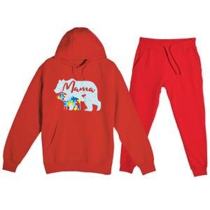 Autism Awareness Mama Bear Mom Meaningful Gift Premium Hooded Sweatsuit Set