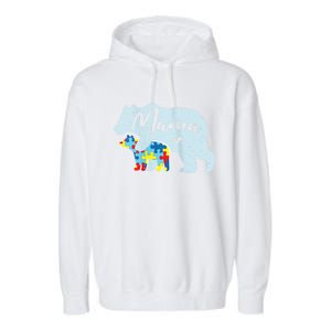 Autism Awareness Mama Bear Mom Meaningful Gift Garment-Dyed Fleece Hoodie