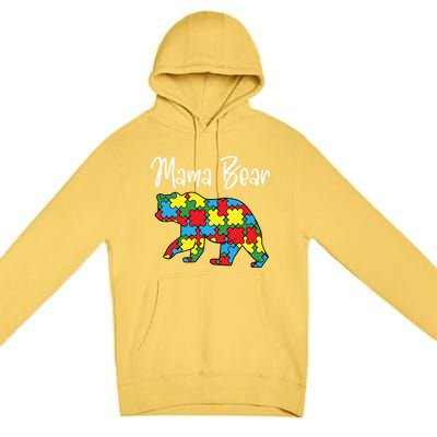 Autism Awareness Mama Bear Proud Autistic Mom Love Cute Funny Gift Premium Pullover Hoodie