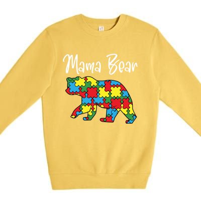 Autism Awareness Mama Bear Proud Autistic Mom Love Cute Funny Gift Premium Crewneck Sweatshirt