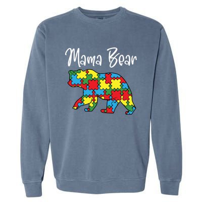 Autism Awareness Mama Bear Proud Autistic Mom Love Cute Funny Gift Garment-Dyed Sweatshirt