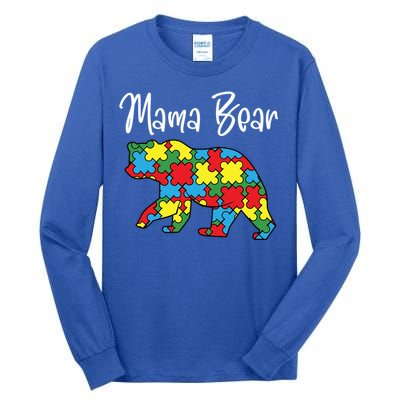 Autism Awareness Mama Bear Proud Autistic Mom Love Cute Funny Gift Tall Long Sleeve T-Shirt