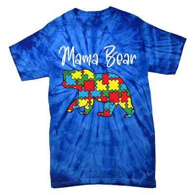 Autism Awareness Mama Bear Proud Autistic Mom Love Cute Funny Gift Tie-Dye T-Shirt