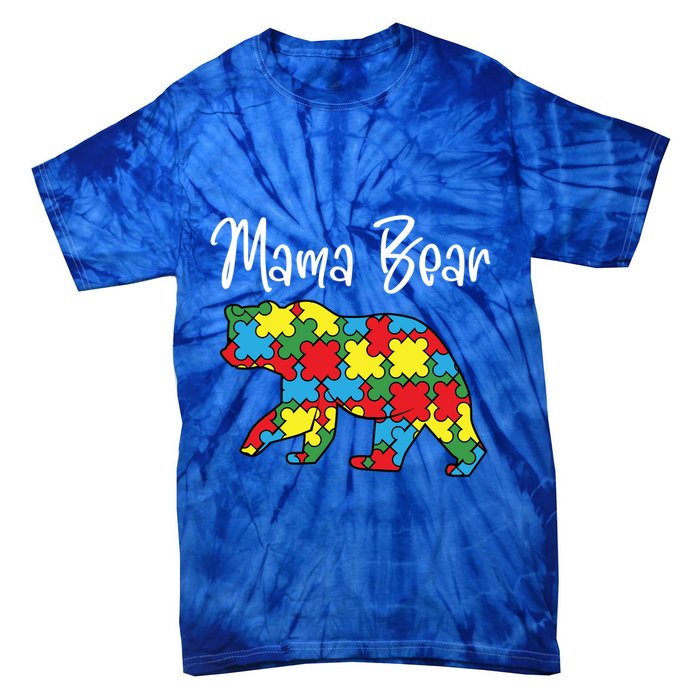 Autism Awareness Mama Bear Proud Autistic Mom Love Cute Funny Gift Tie-Dye T-Shirt