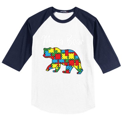 Autism Awareness Mama Bear Proud Autistic Mom Love Cute Funny Gift Baseball Sleeve Shirt