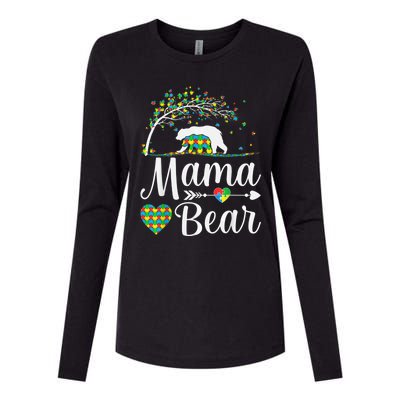 Autism Awareness Mama and Bear Support Autistic Autism Mom Womens Cotton Relaxed Long Sleeve T-Shirt