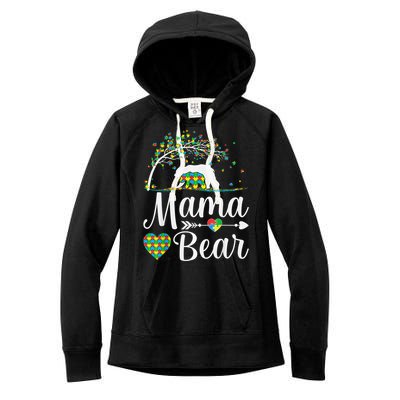 Autism Awareness Mama and Bear Support Autistic Autism Mom Women's Fleece Hoodie