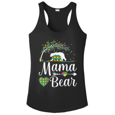 Autism Awareness Mama and Bear Support Autistic Autism Mom Ladies PosiCharge Competitor Racerback Tank