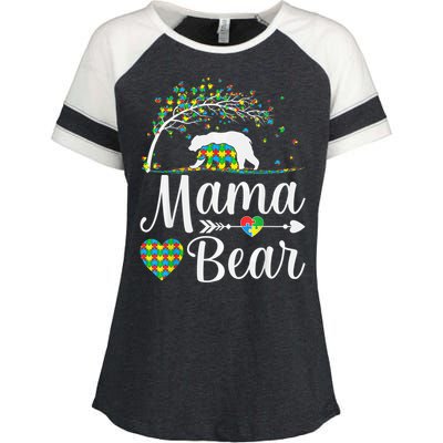 Autism Awareness Mama and Bear Support Autistic Autism Mom Enza Ladies Jersey Colorblock Tee