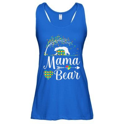 Autism Awareness Mama and Bear Support Autistic Autism Mom Ladies Essential Flowy Tank