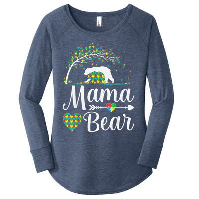 Autism Awareness Mama and Bear Support Autistic Autism Mom Women's Perfect Tri Tunic Long Sleeve Shirt