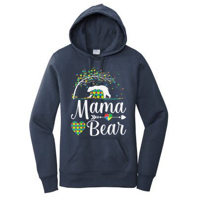 Autism Awareness Mama and Bear Support Autistic Autism Mom Women's Pullover Hoodie