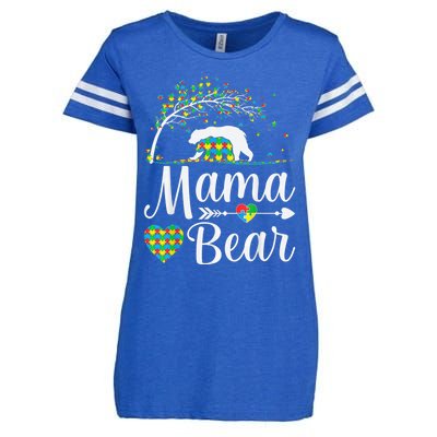 Autism Awareness Mama and Bear Support Autistic Autism Mom Enza Ladies Jersey Football T-Shirt