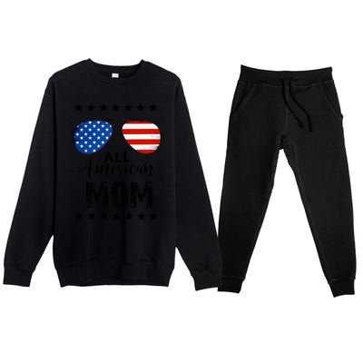 All American Mom 4th Of July Family Matching Premium Crewneck Sweatsuit Set